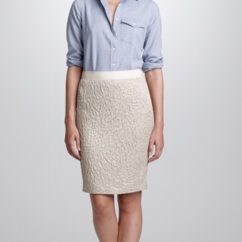 J Crew Collection Metallic Gauze Pencil Skirt 10